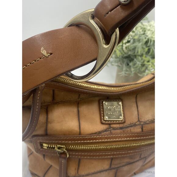 Dooney & Bourke Authenticated Cognac Croc Embossed Hobo Bayou vintage Handbag - Picture 3 of 11